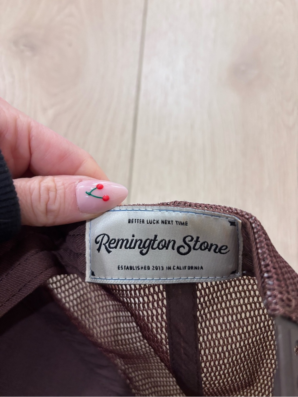 Remington Stone Brown Mesh Trucker Hat with Cream Label - Picture 5 of 5